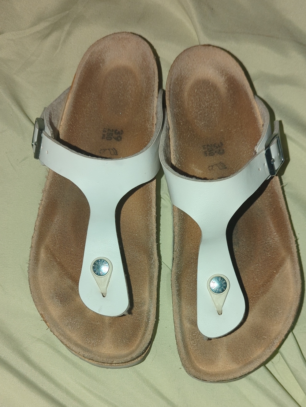 Birkenstock 39 Women's White T‑Strap Footbed Sandals